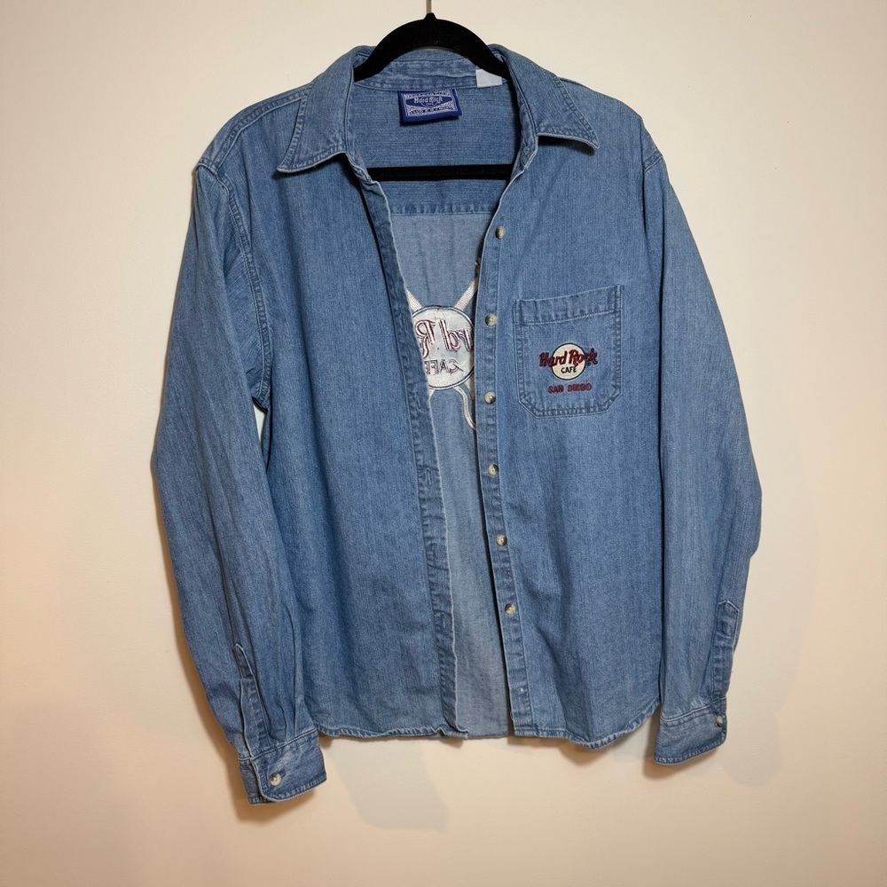 Vintage Hard Rock Cafe Denim Unisex Long Sleeve top size XL 100% cotton - Picture 3 of 12